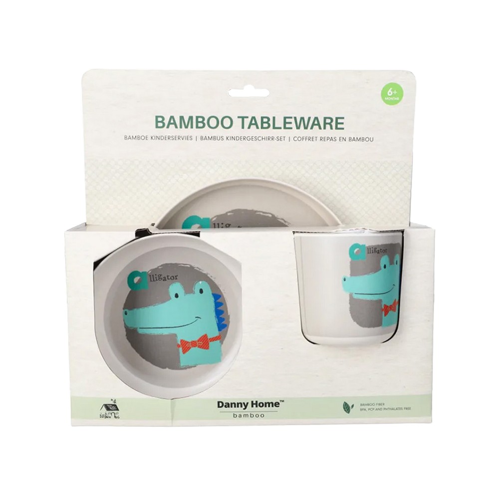 Plato y vaso infantil cocodrilo 3 piezas