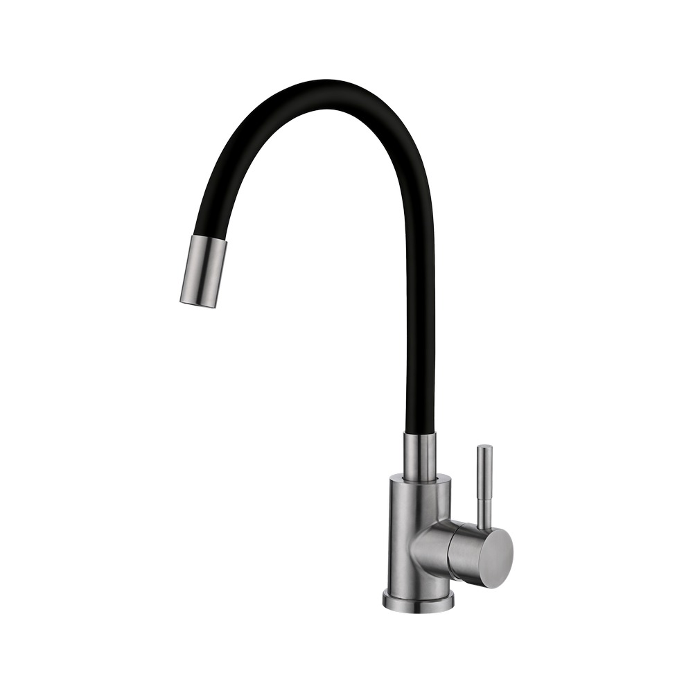 Mezclador para fregadero monomando cuello flexible negro