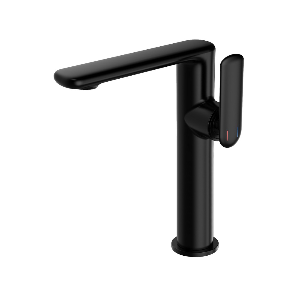 Mezclador para lavamanos monomando cuello alto negro