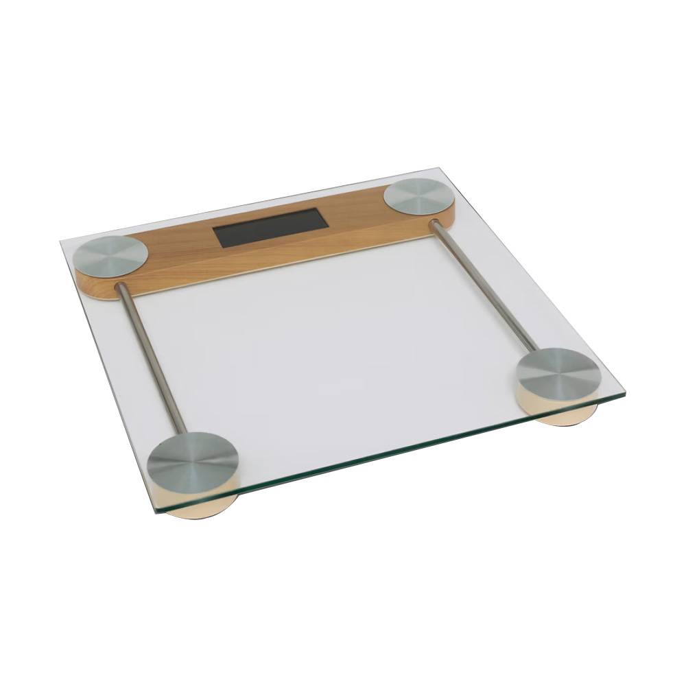 BASCULA PARA BAÑO DE VIDRIO TRANSPARENTE 28X28X2.5CM
