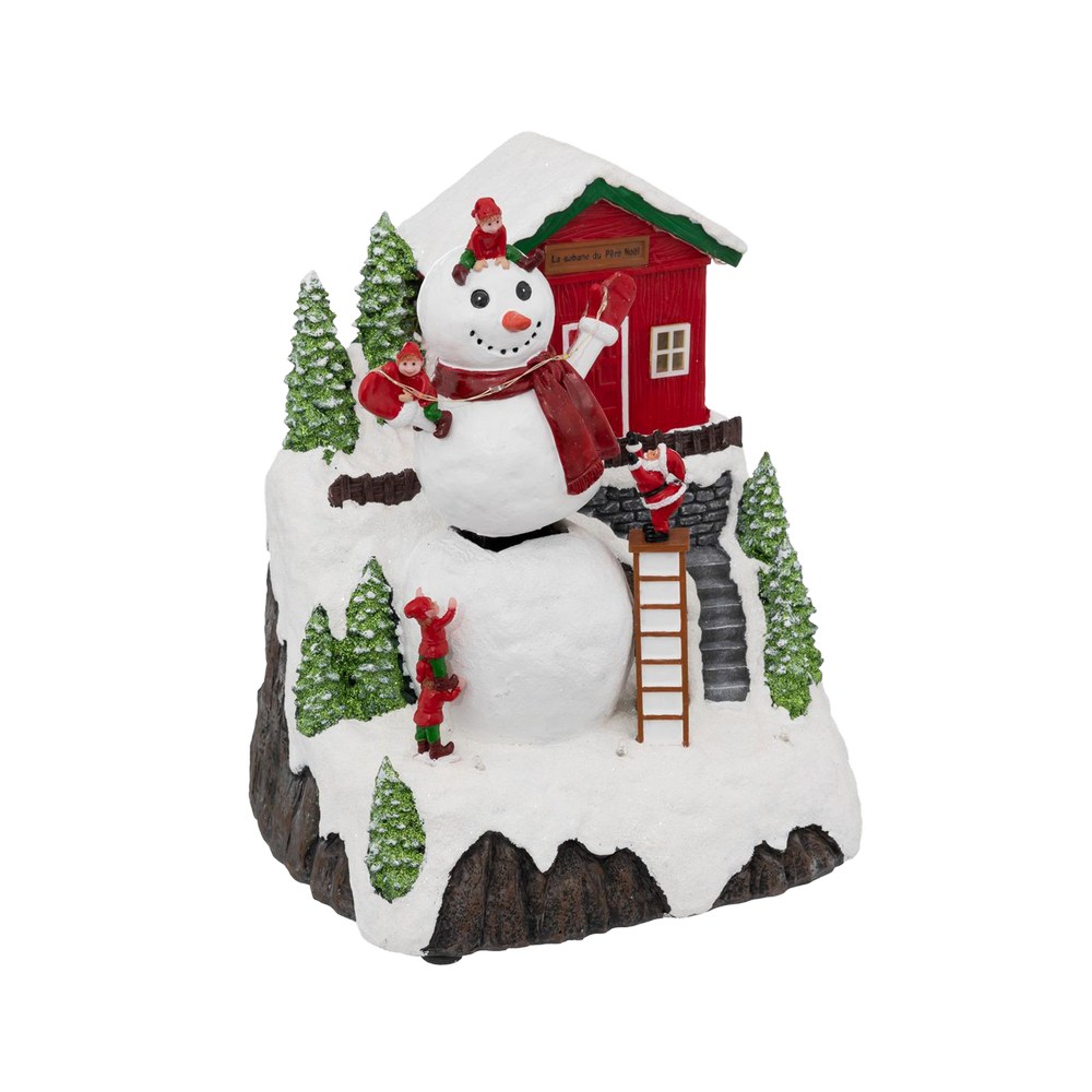 Villa navideña 26.5x25.5x31 cm muñeco de nieve