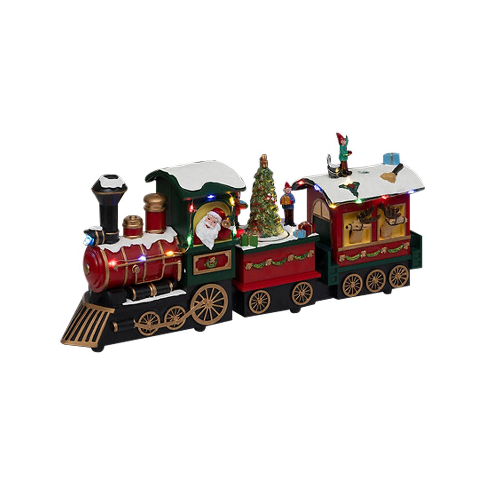 Adorno navideño tren led musical con movimiento 38x17.5 cm