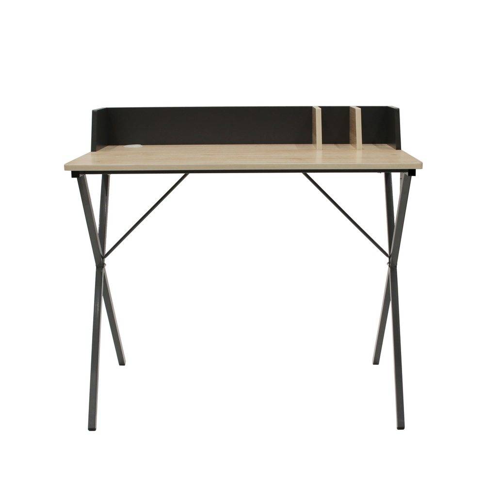 Escritorio de metal/mdf 90 x 50 x 84 cm negro/beige