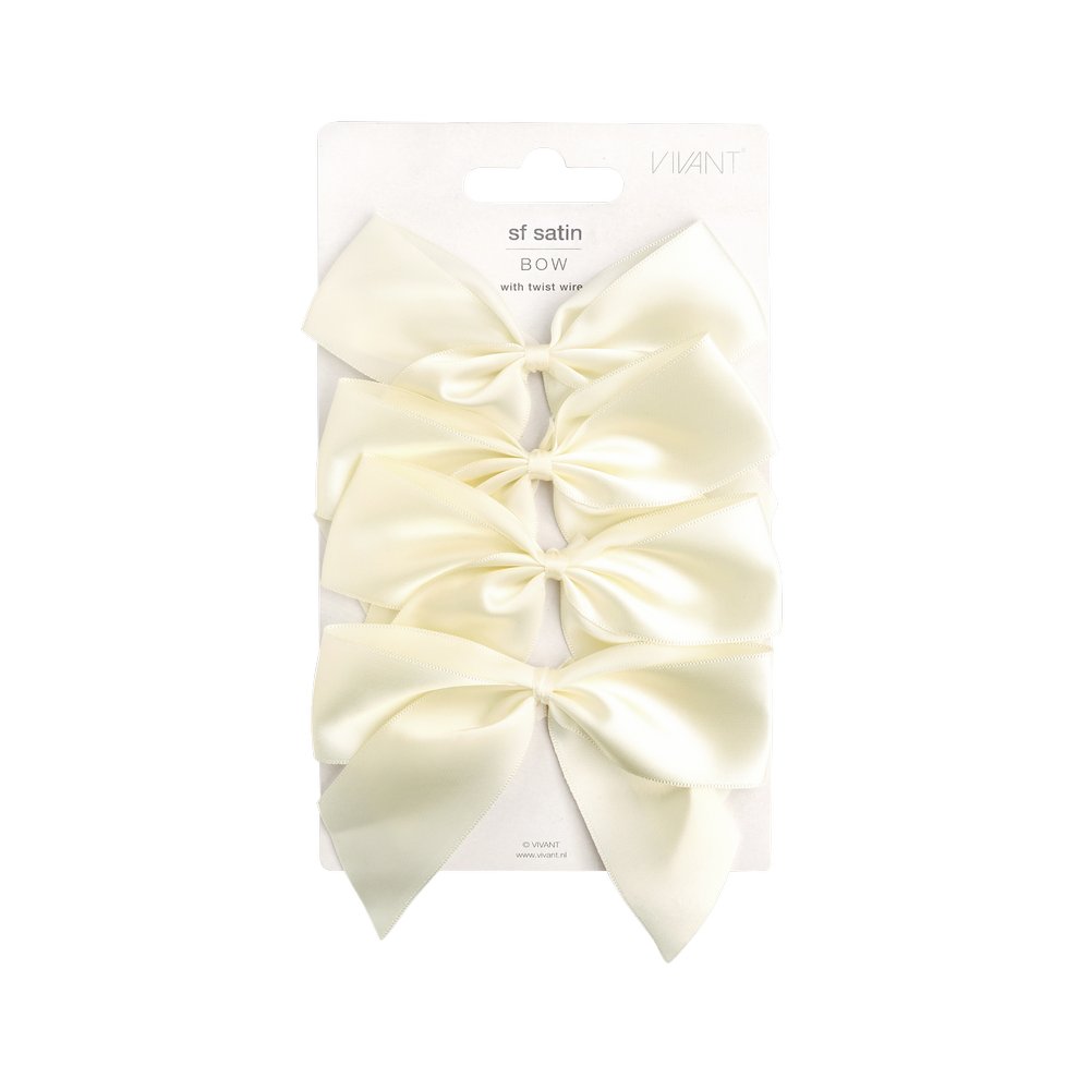 Chonga navideña 12 x 10 cm color crema satín - set de 4 unidades