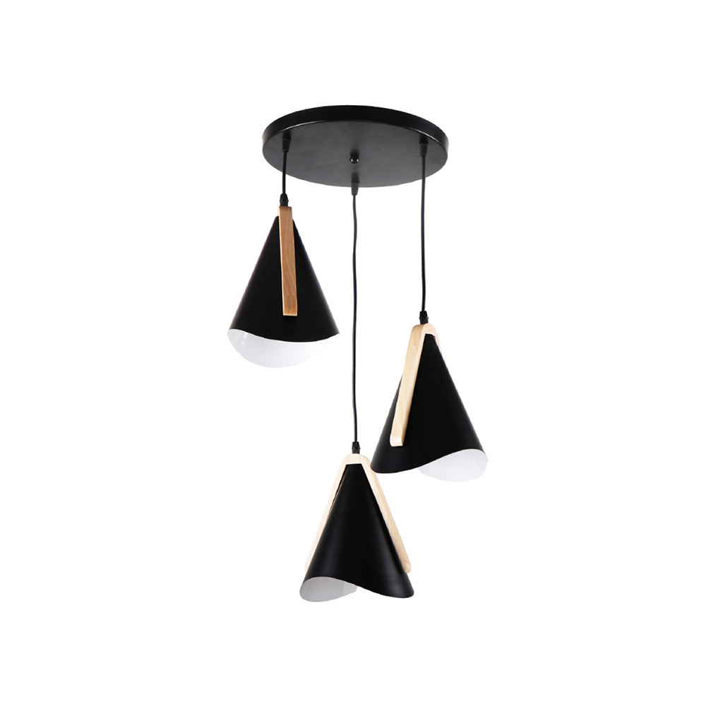 Lampara colgante negra 3 x e27