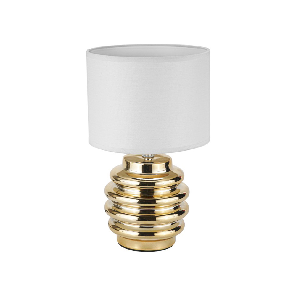 Lampara de mesa dorada ceramica 1 x e27