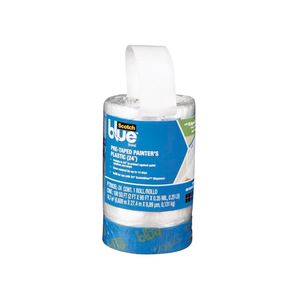 Plastico para pintor preencintado 30 pies ancho x 24 pulg largo