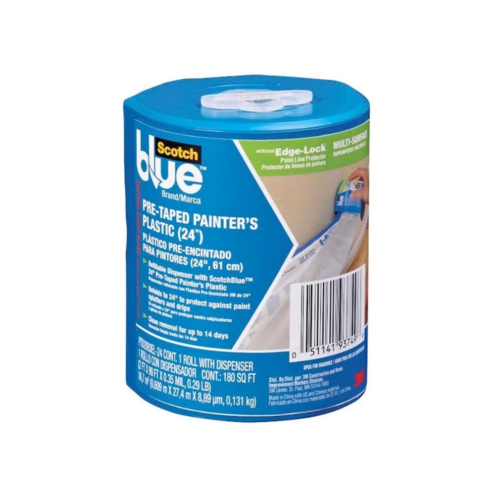 Plastico para pintar preencintado 24 pulg ancho x 27.43 m largo