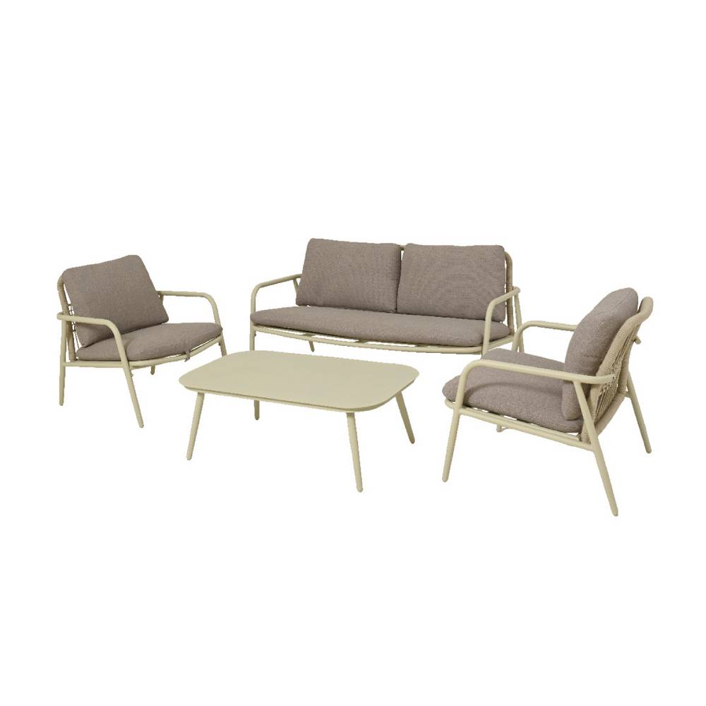 Mueble para exterior de acero 141x75.5x68 cm crema/beige 4 piezas