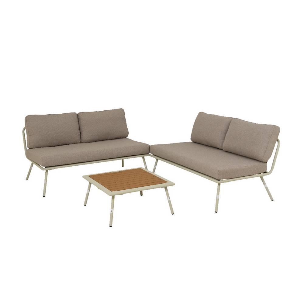 Mueble para exterior de acero 126x76x64.5 cm crema 3 piezas