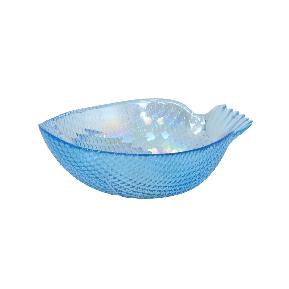 Bowl para servir pez de cristal azul transparente 20x17x5 cm