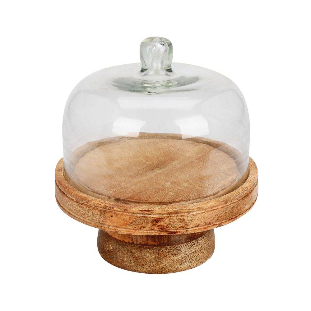 Base para pastel de madera con tapa de cristal 19x17 cm