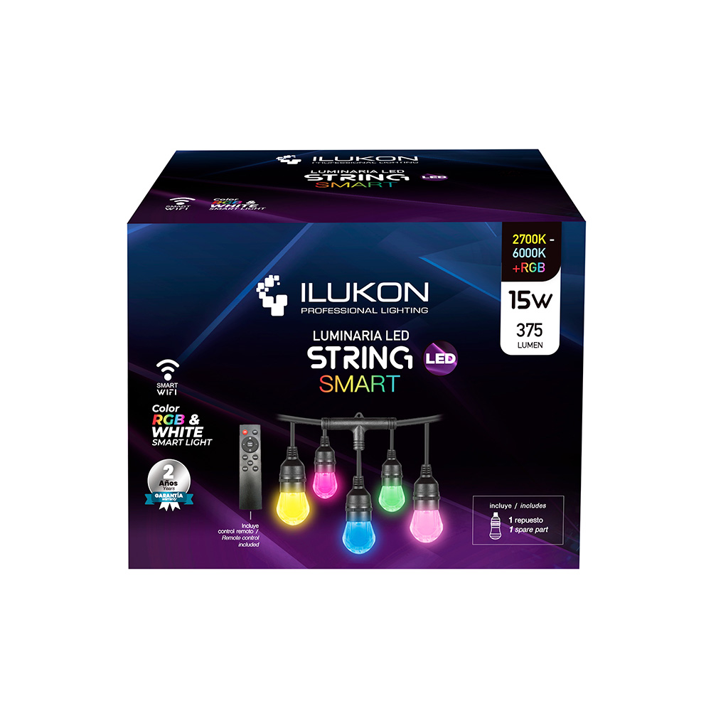 Luces led en serie 15 bombillos 15 metros 120-240 v
