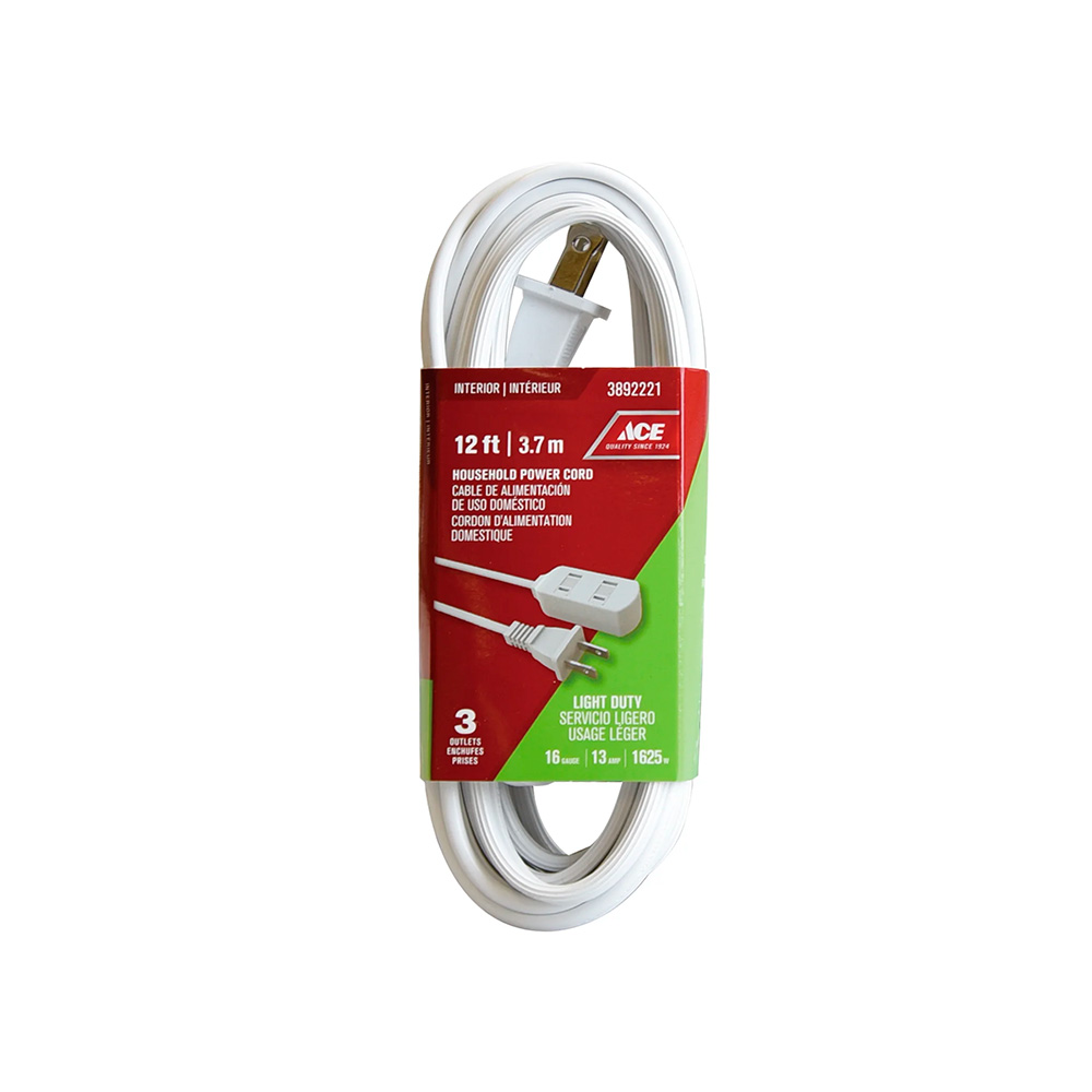 Extension electrica 3.7 metros blanca 16 x 2