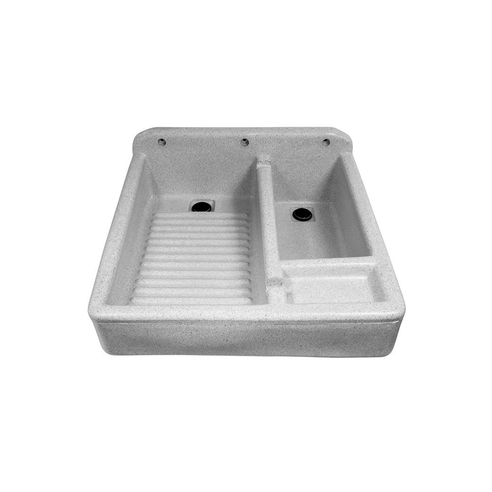 Pila plastica a pared 70 x 67 x 35 cm blanco con pileta derecha