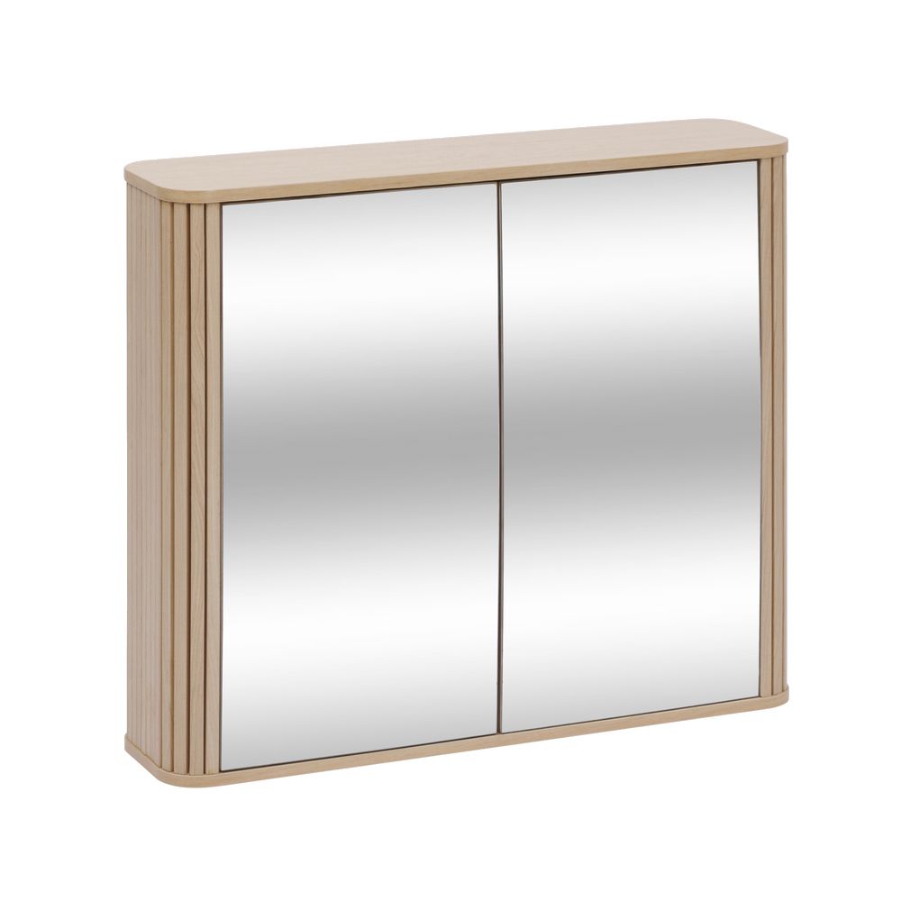 Gabinete para baño con espejo de bambu 80x20x70 cm