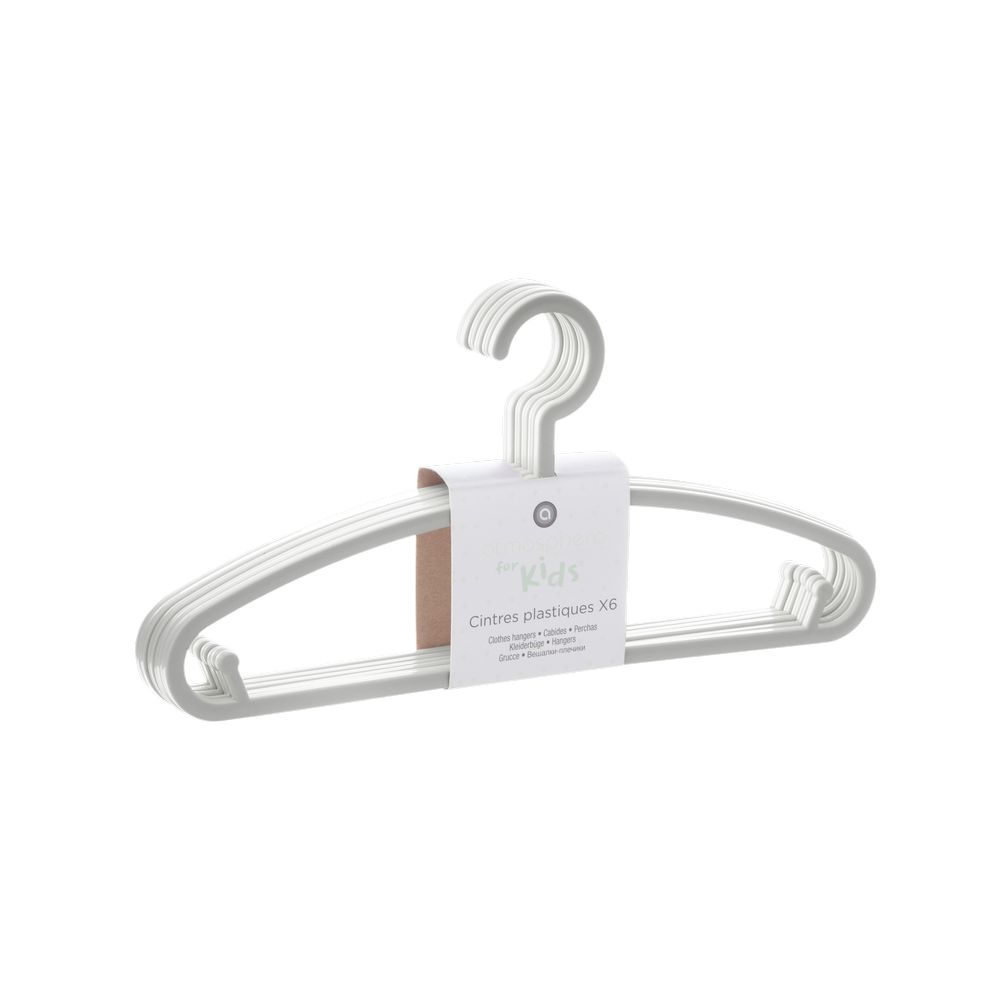 Gancho plastico para ropa infantil 28.5x13.5 cm gris 6 piezas
