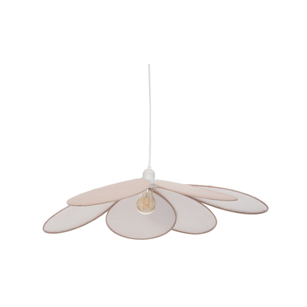 Lampara colgante de acero/poliester petalos de rosa 72x118 cm rosado