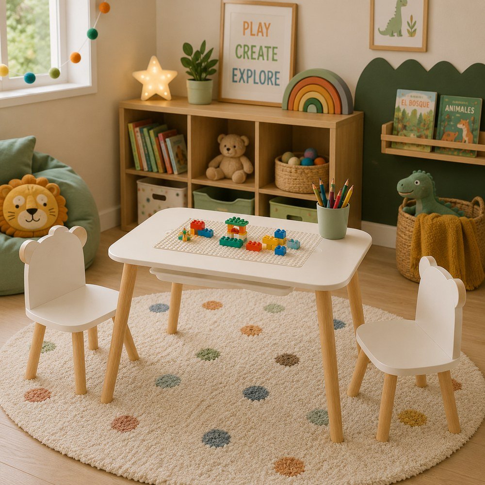 Mesa infantil de mdf 68.5x46.5x43 cm buldy blanco