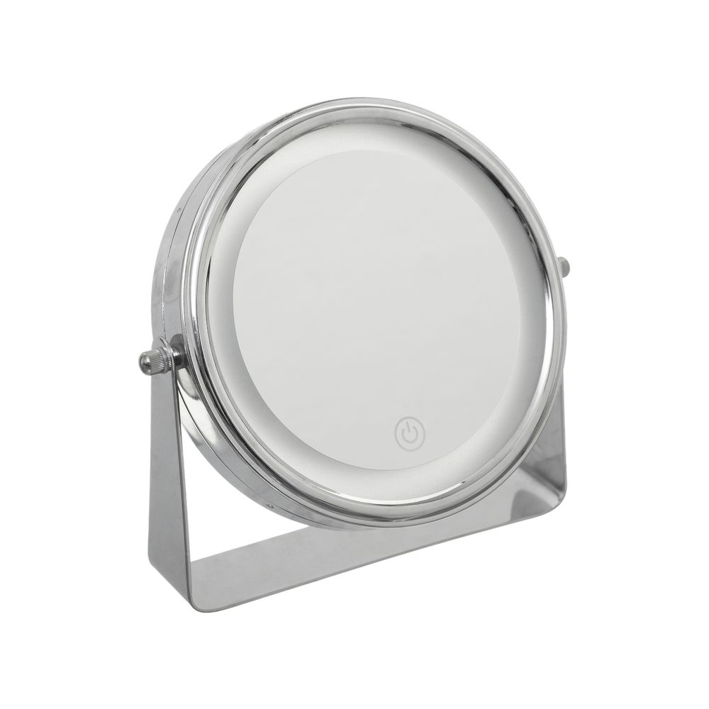 Espejo led de acero inoxidable 20x21 cm plateado bateria aaa