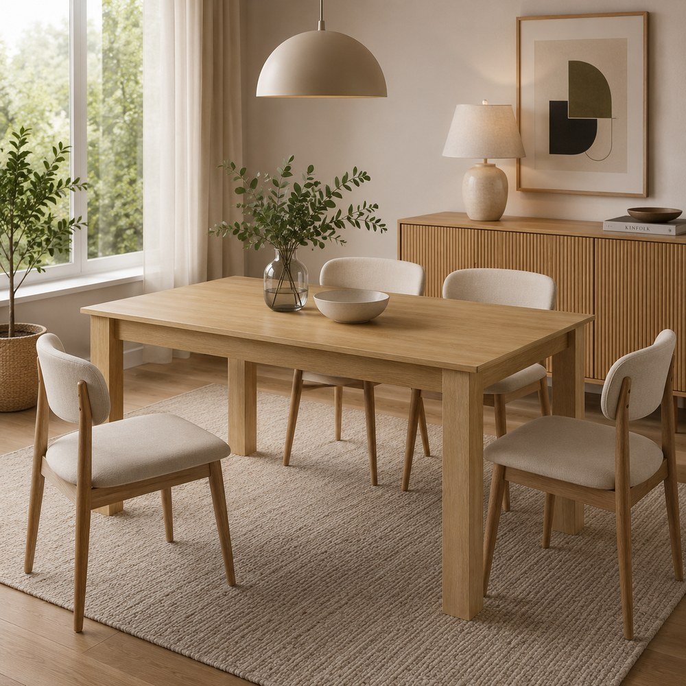 Mesa para comedor 140 x 90 x 75.5 cm abana beige