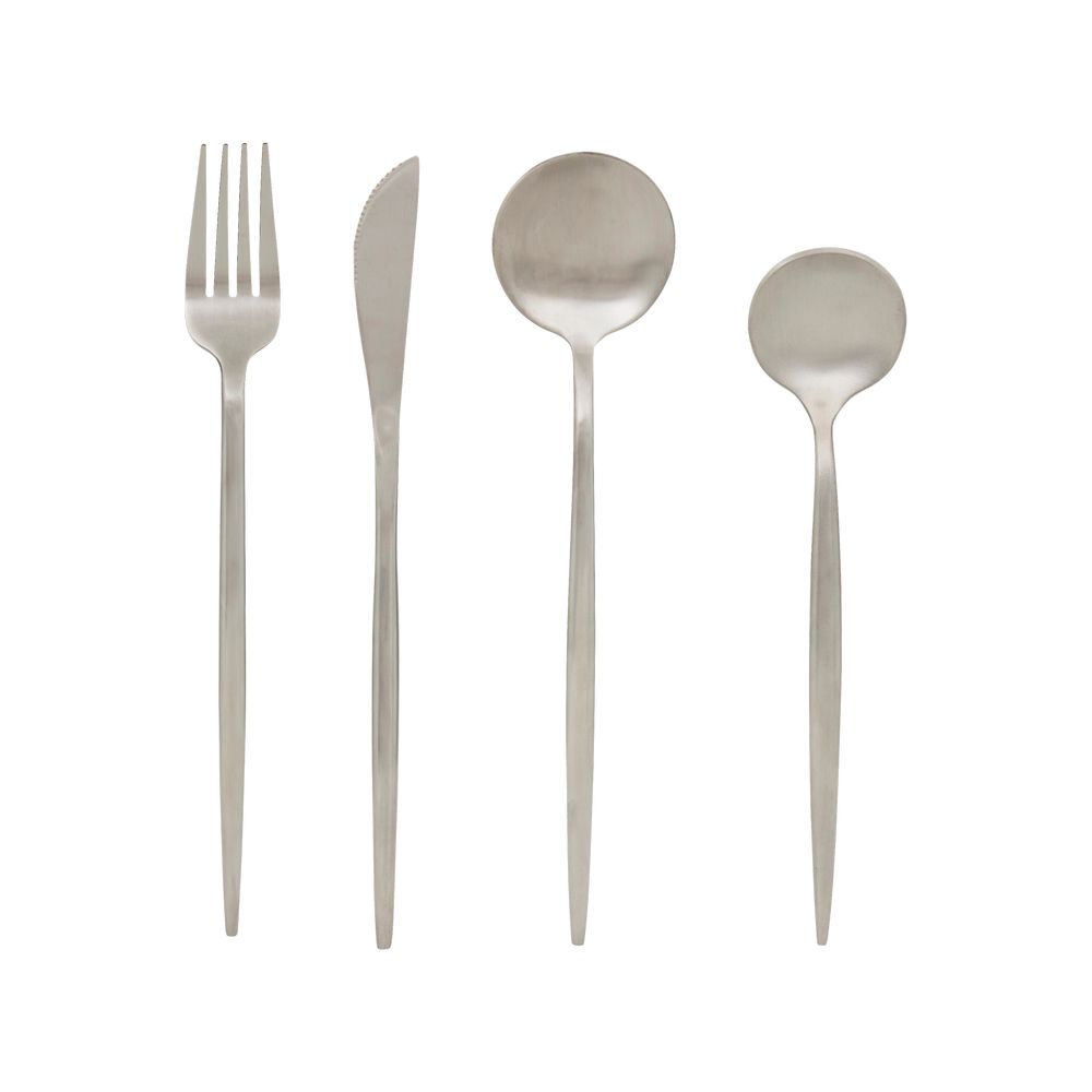 Cubiertos de acero inoxidable 22.7 cm plateado 24 piezas