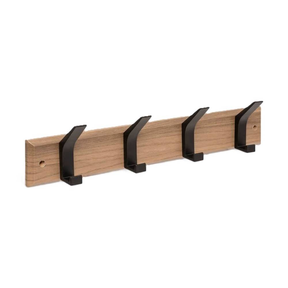 Gancho para pared de aluminio-mdf 45x6.5x10 cm negro-cafe 4 espacios