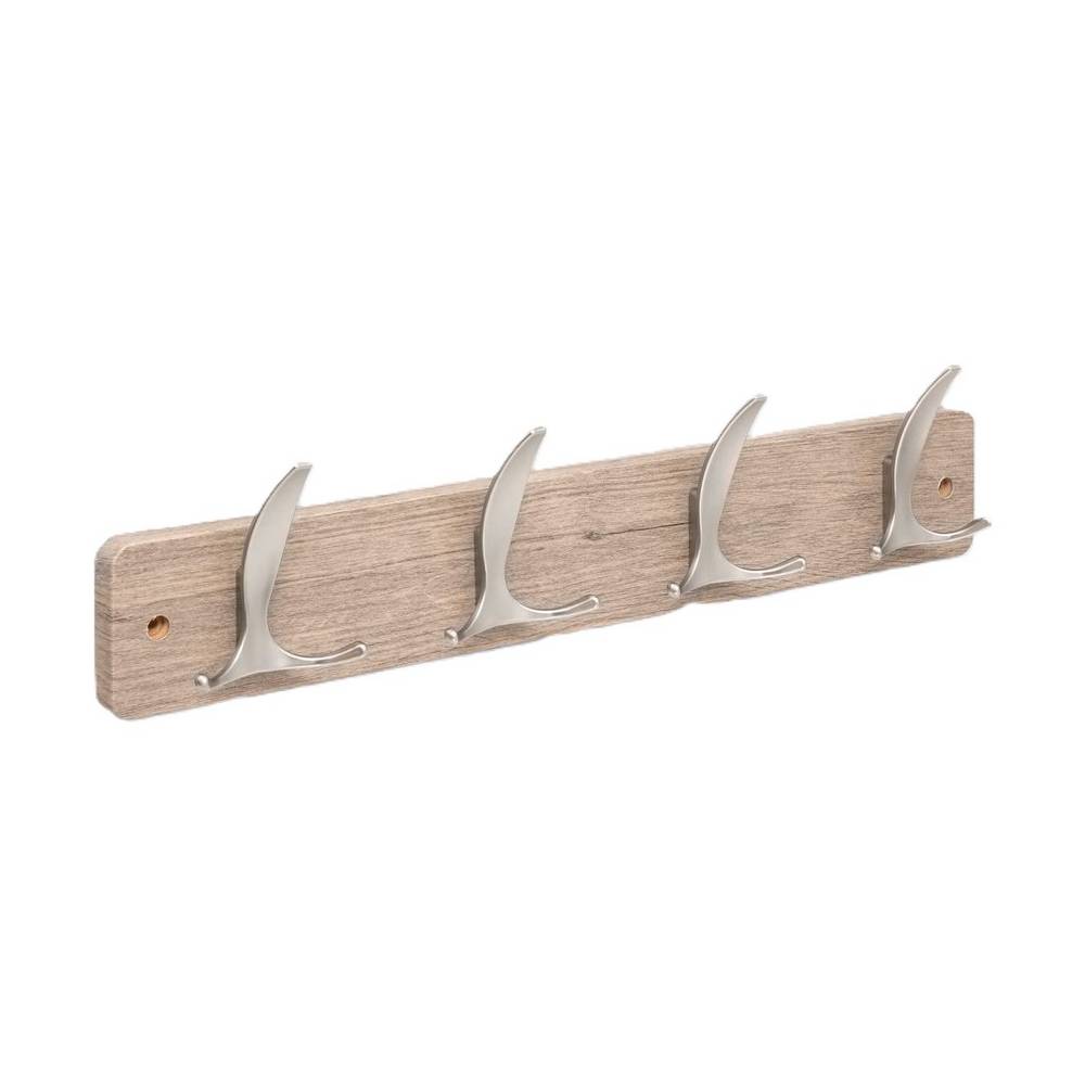 Gancho para pared de aluminio-mdf 45x6.5x10 cm plateado-beige 4 espacios