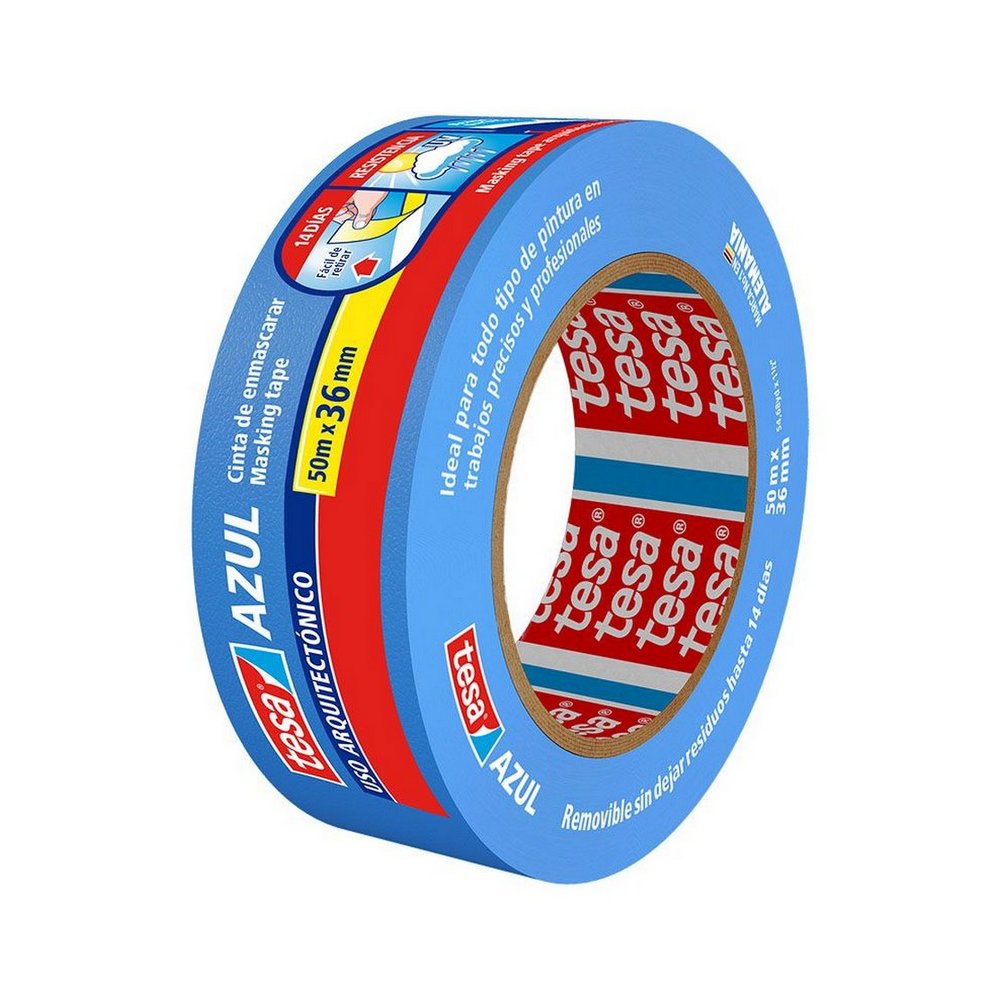 Masking tape para pintor 36mmx50m azul 1.1/2 in
