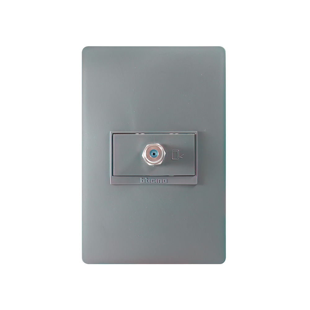 Tomacorriente coaxial tv color grafito