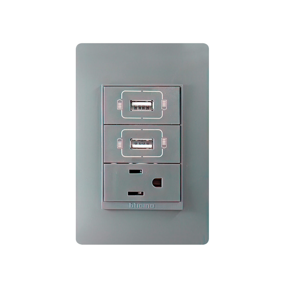 Tomacorriente doble usb grafito