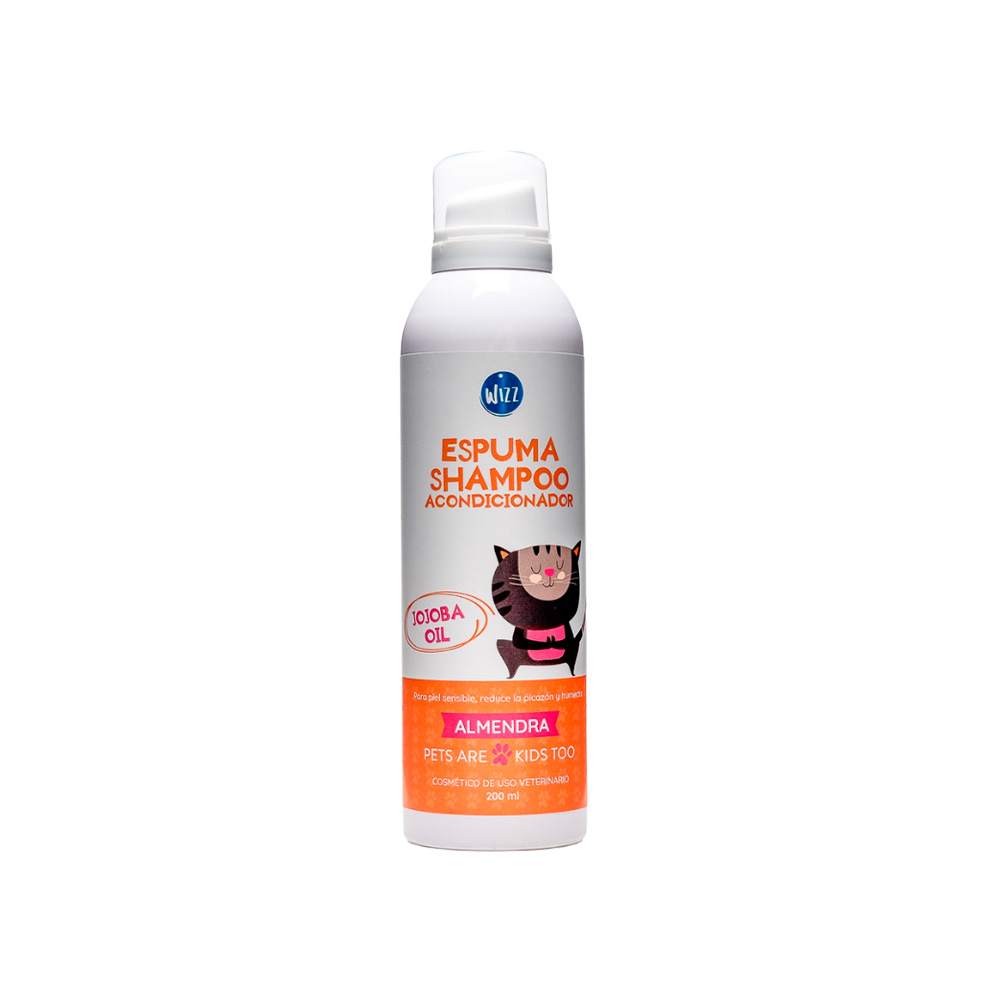 Espuma shampoo acondicionador para gatos almendra 200 ml