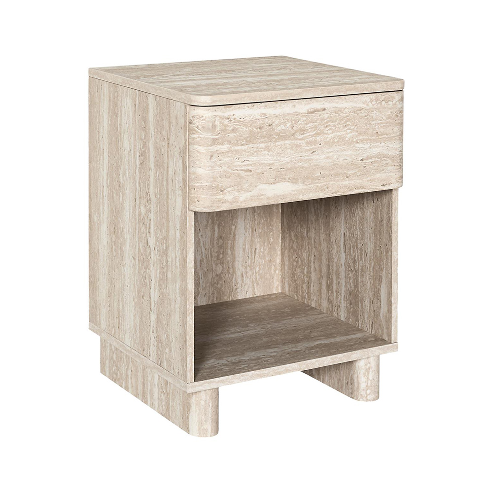 Mesa de noche mdf / metal beige 40 x 56 x 36.5 cm
