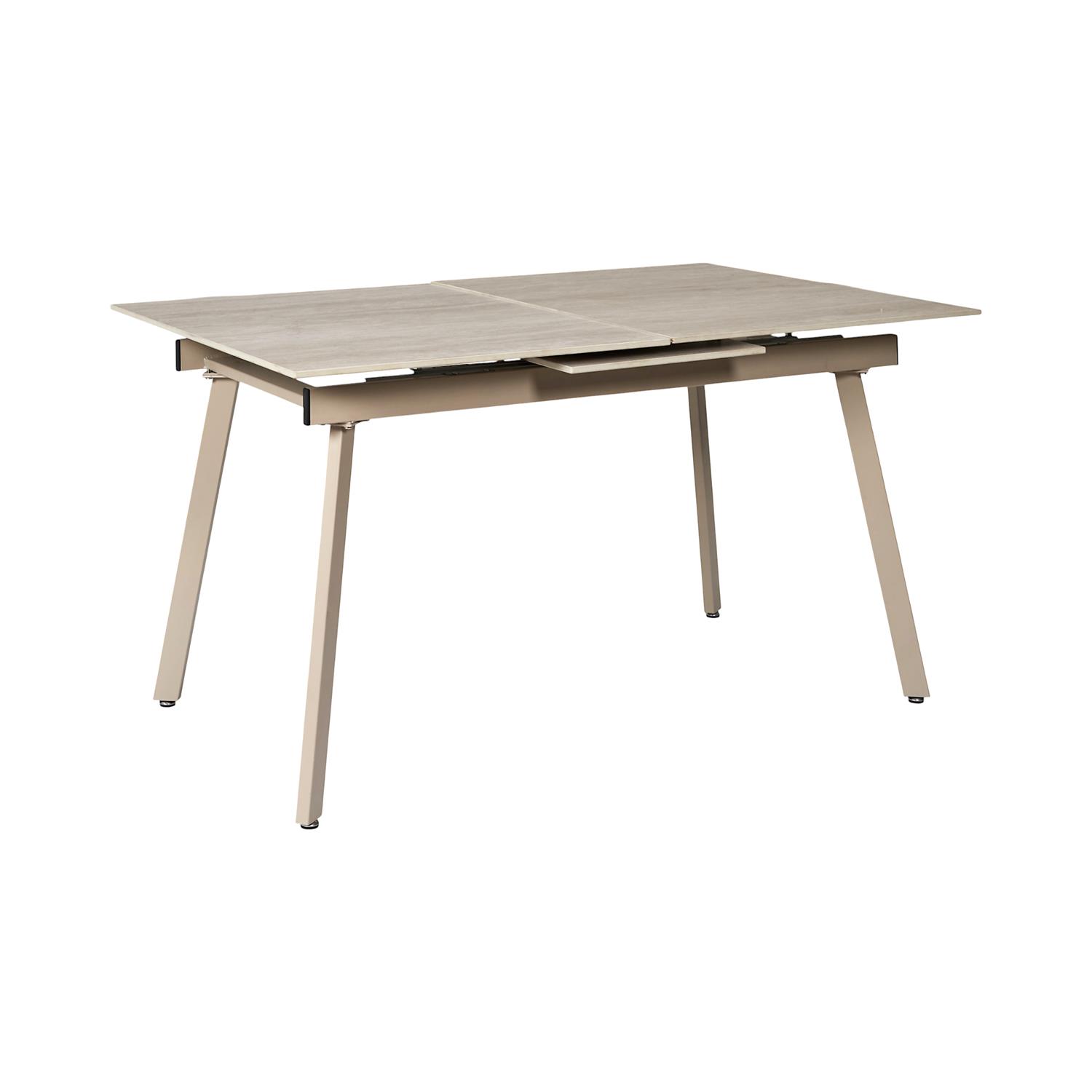 Mesa extensible de pedra sintetica/hierro 180x75x90 cm beige