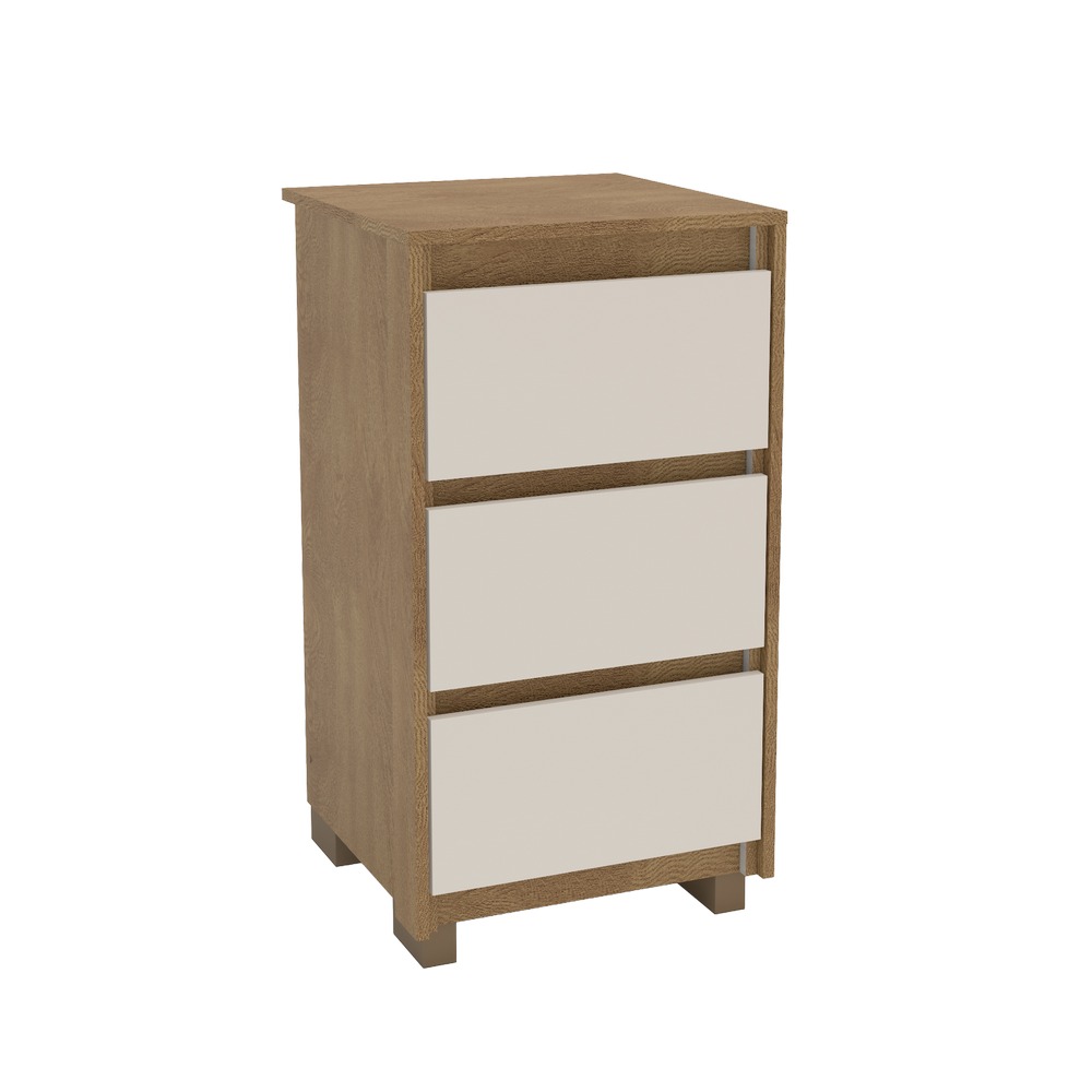 Mesa de noche 83.5x44.5x44.5 cm 3 gavetas cafe/blanco