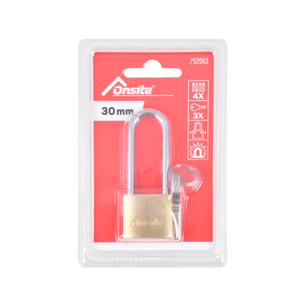 Candado laton 30 mm arco largo