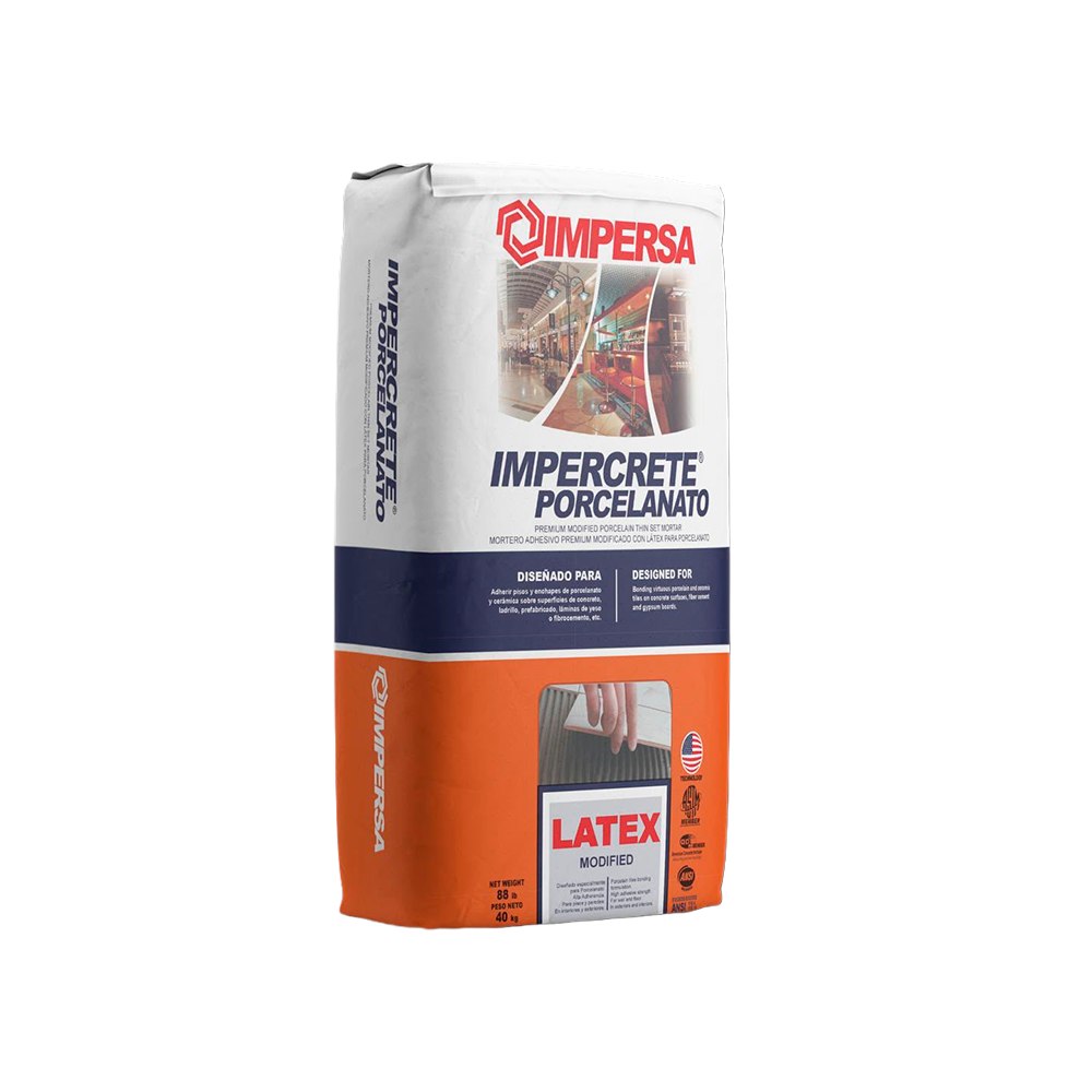 Mortero pega ceramica 20 kg gris impercrete porcelanato