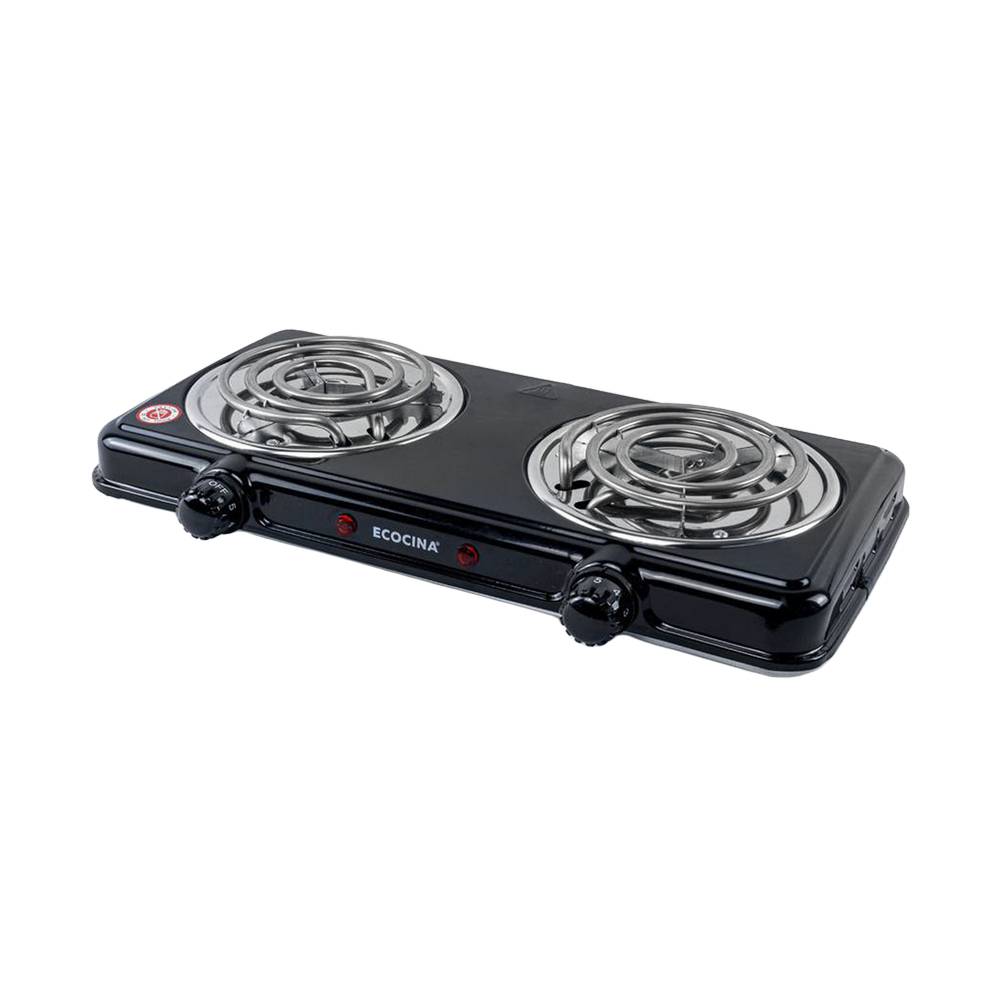 Cocina eléctrica 2 hornillas negra 1000w