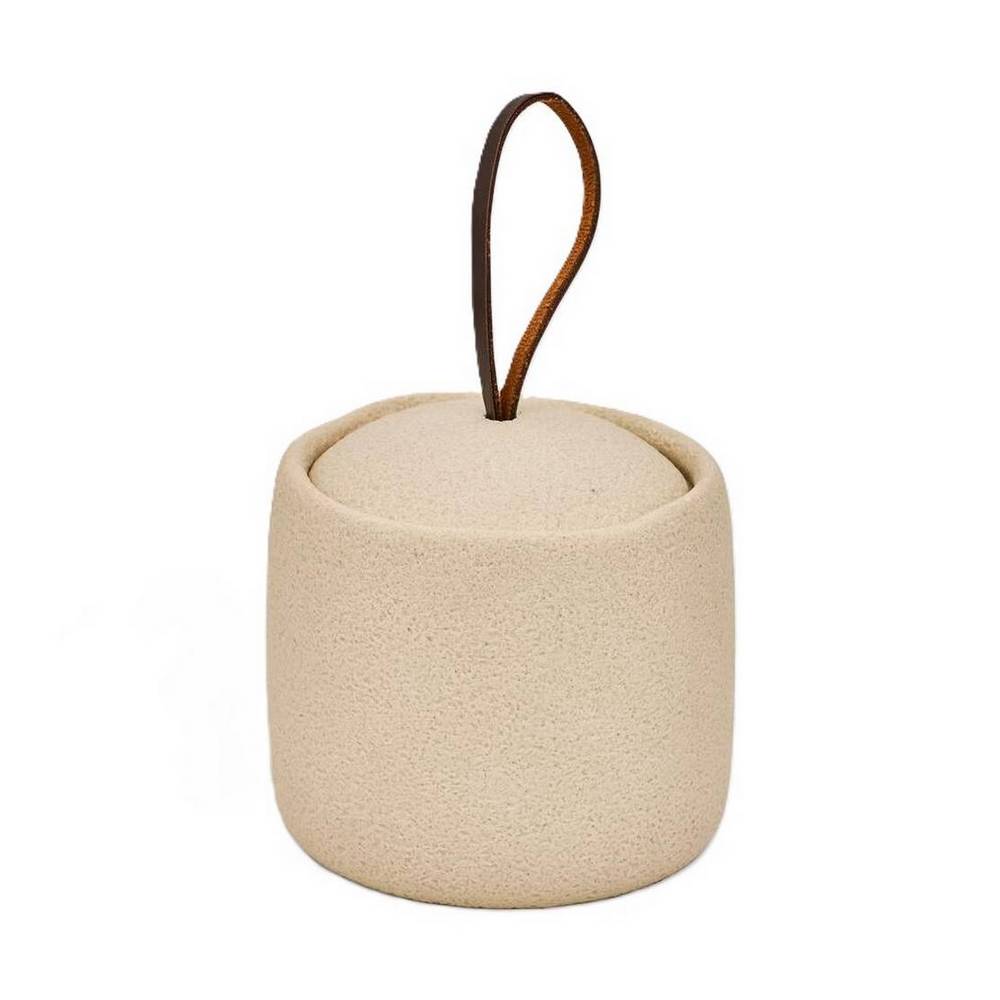 Depósito para algodón redondo poliresina 10x9..4cm beige