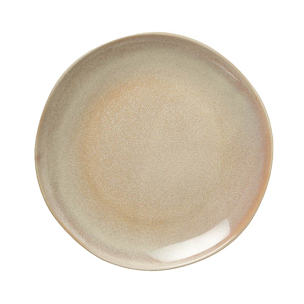 Juego de 4 platos de ceramica de 28cm café beige