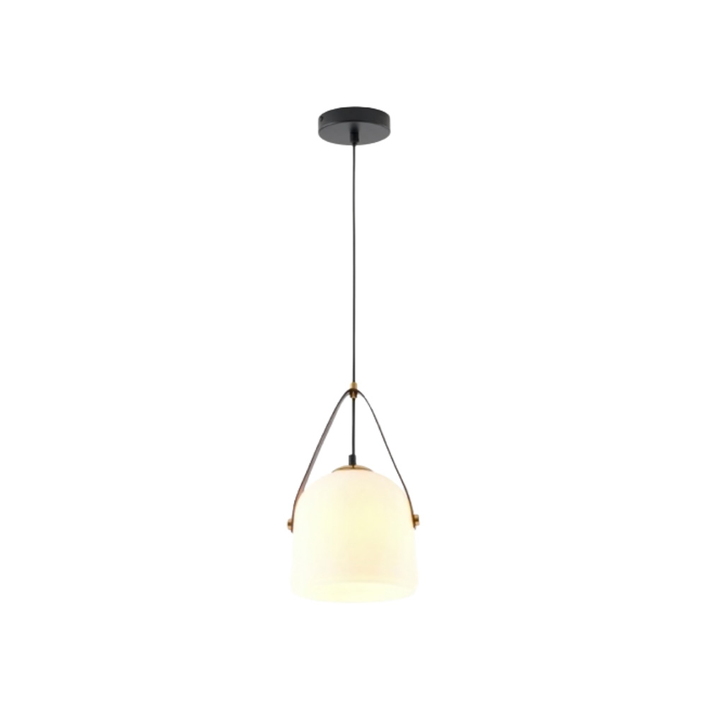 Lampara colgante e27 40w metalica con vidrio blanco