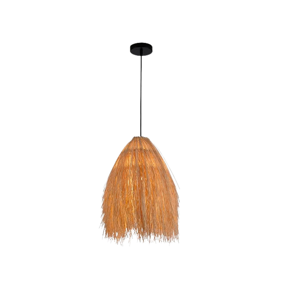 Lampara colgante e27 100-240v hierro con ratan