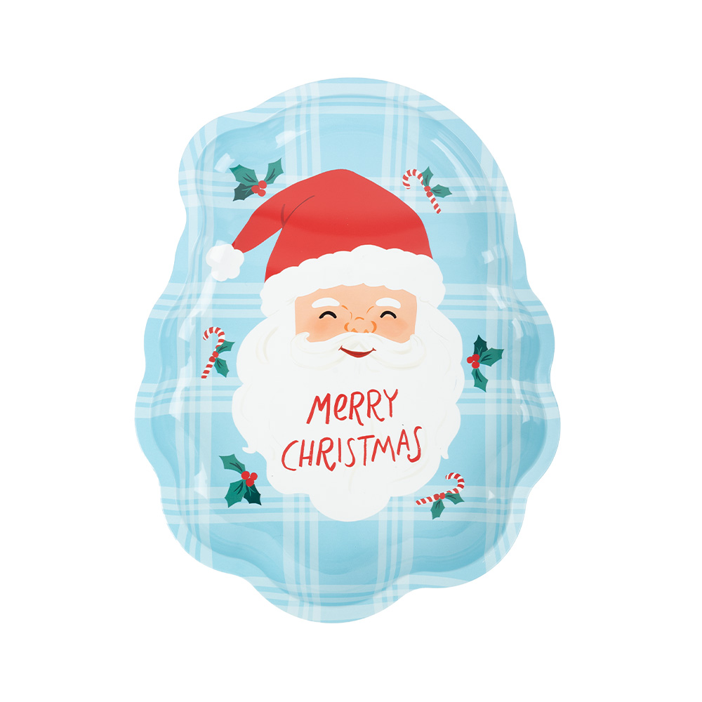 Plato navideño de santa claus-metal 29.5x23x20cm