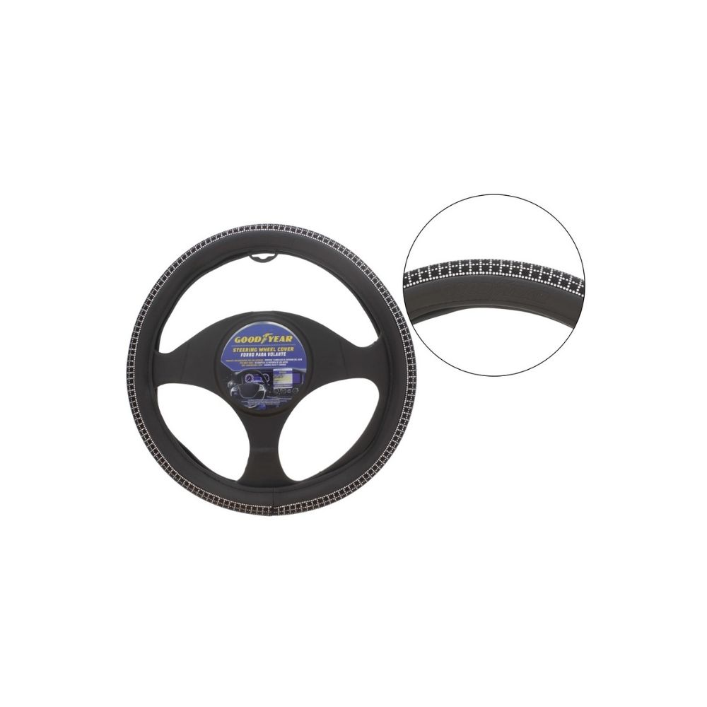Cobertor de volante plateado - negro 38 cm