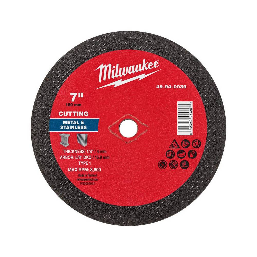 Disco para metal corte 7x1-8x5-8 pulg (177.8x3.1x15.8 mm) dko