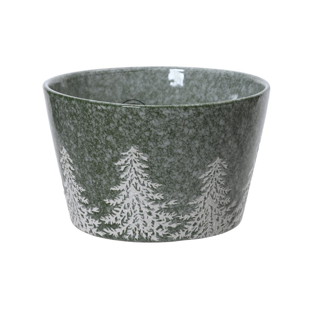 Bowl de loza redondo con relieve de árbol