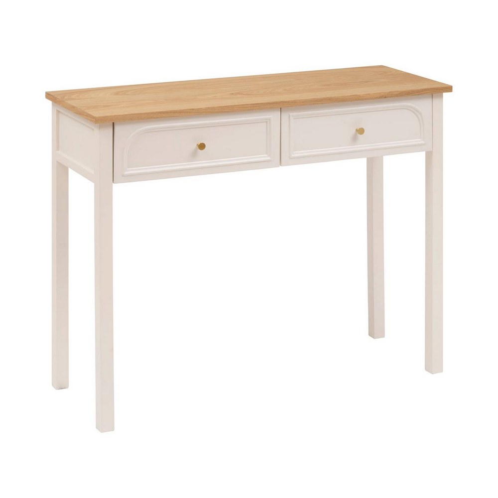 Mesa con dos cajones/mdf/100x35x80cm/mueble/marfil