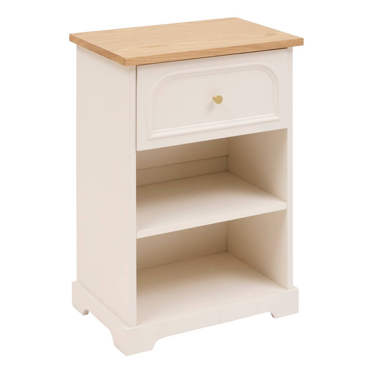 Mesa de noche de madera de 45 x 30 x 67 cm color marfil