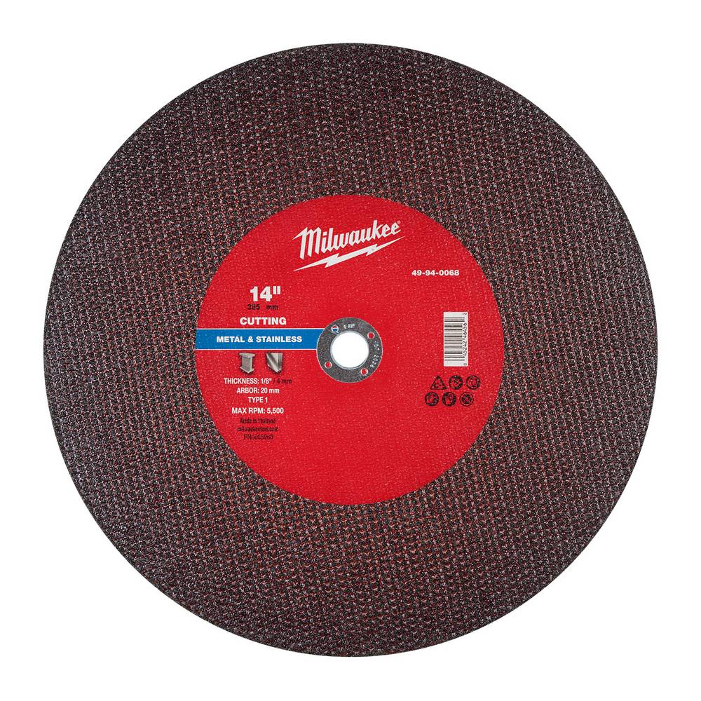 Disco abrasivo de 14" x 1-8" x 20 mm tipo 1