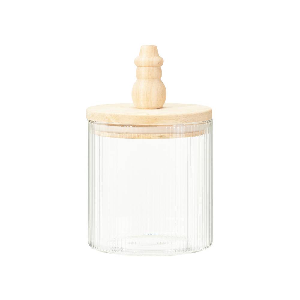 Frasco almacenamiento vidrio-madera